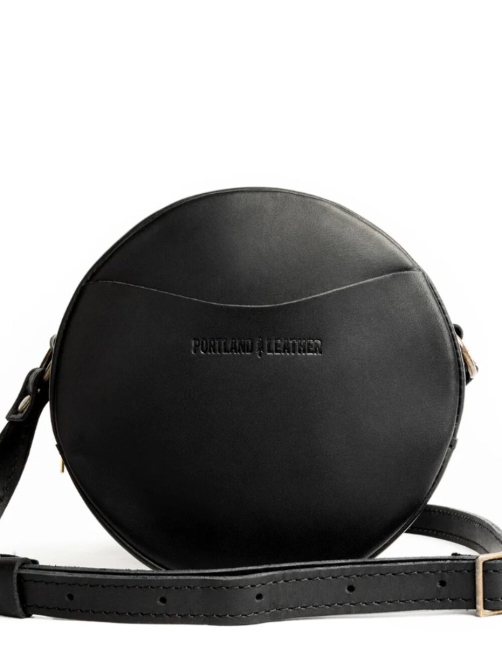 Portland Leather Goods Premium Small Circle Crossbody Black